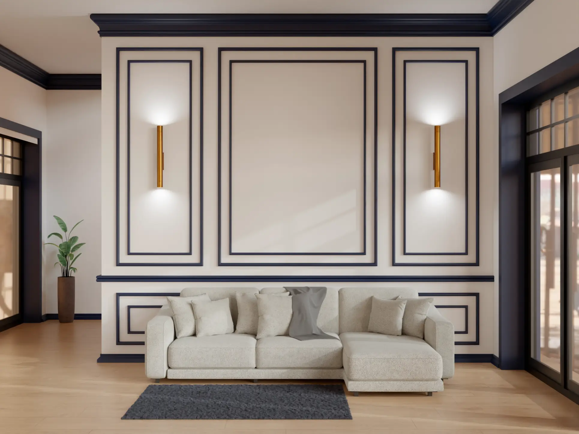 Decorative wall paneling and trim installation in a Florida home